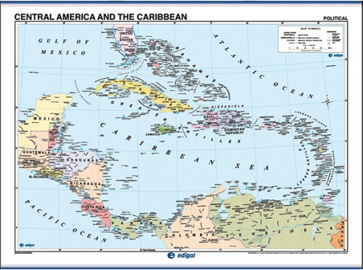 Central America Physical and Political Map - Cubola Publishers in Belize